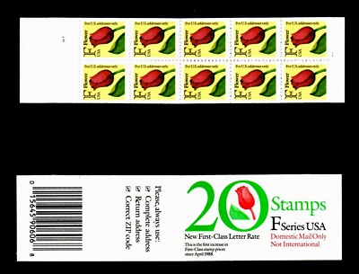 U.S. (BK183) MHN, F SERIES-TULIP, OPENED Booklet, 29 Cent X 20, FV $5.80 (1991) - Image 1 of 2