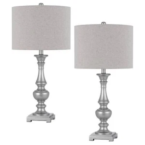 CAL Lighting Table Lamp w/ Coordinating Shades Resin Antique Silver (Set of 2) - Picture 1 of 2