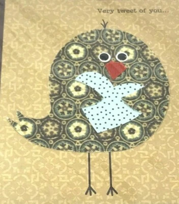 3D THANK YOU GREETING CARD WITH ENVELOPE THOUGHTFUL BIRD VERY TWEET OF YOU - Image 1 of 3
