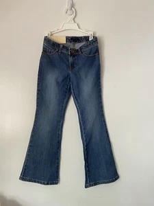 NWT Tommy Hilfiger Girls Hipster Flared Leg Jeans Pants 7 Blue - Picture 1 of 5