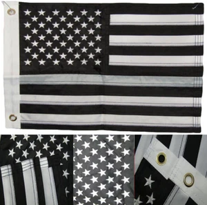 12x18 Embroidered Sewn USA Thin Grey Line 220D Nylon Flag 12"x18" clips - Picture 1 of 9