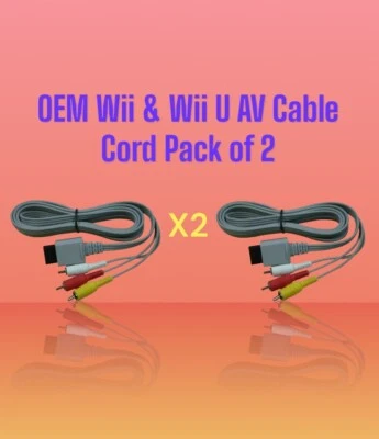 2 Original OEM Audio Video Cable Cord for Nintendo Wii And Wii U - Gray - Image 1 of 3