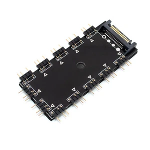 5V/3Pin ARGB Fan PWM HUB 1 To 12 Multi Way PWM Cooler Fan Hub Splitter(SATA) New - Afbeelding 1 van 6