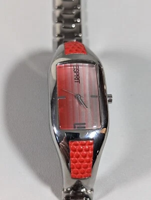 Esprit EP 4002 Silver Tone Red Dial Link Bracelet Band Watch 7 Inch - Image 1 of 4