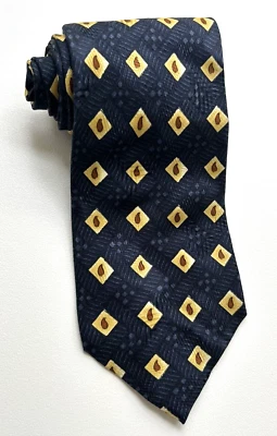 COACH - Corbata Vintage Estampada Seda Clásica 59" x 4" Geométrica Azul Amarillo ¡REGALO! Foto 1 de 4