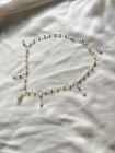Silver-Plated Sea Moss Green and Czech Glass Pearl Necklace