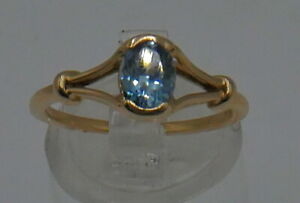14kt yellow gold ring size 7 , 2,5 gr oval blue stone pre owned mint free ship
