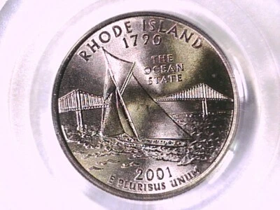 2001 D Washington State Quarter PCGS MS 66 Rhode Island 21863240 - Image 1 of 3
