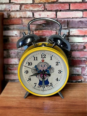 Vintage 1983 Cabbage Patch Doll Hammer Bell Alarm Clock Yellow Cover
