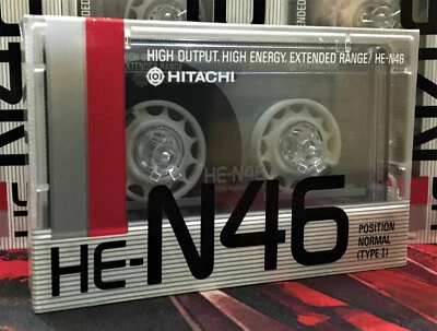 Cinta de casete de música Hitachi HE-N 46 tipo I normal (sellada) rara hecha en Japón Foto 1 de 4