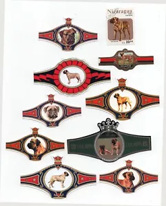BULLMASTIFF COLLECTION OF DOG COLLECTABLE STAMP & BANDS - Foto 1 di 1