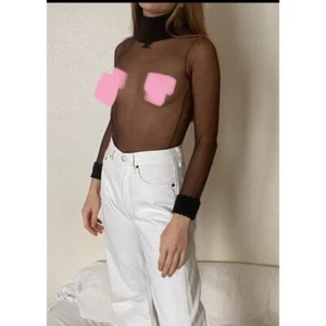 Courreges Vintage 1970s Brown Sheer Rollneck Top Size A fits XS - Picture 1 of 6