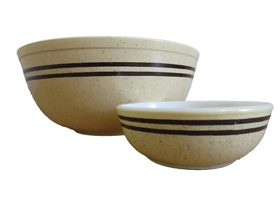 Vintage Pyrex Speckled Lines [Stack N' Snack] 2 bowls Mixing Nesting Dip 41 & 26 - Image 1 of 4