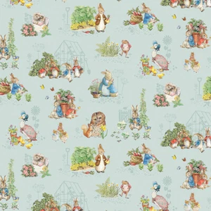 Riley Blake Peter Rabbit & Friends Characters in Blue ~ Childrens Baby Fabric - Picture 1 of 2
