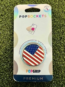 PopSockets Phone Grip Enamel AMERICAN FLAG USA POPGRIP PopSocket - Swappable Top - Picture 1 of 1