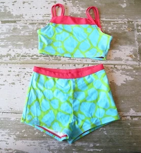 NWOT HANNA ANDERSSON Blue Green Giraffe 2 Pc Swimsuit Swim pool Beach Set 140 9 - Picture 1 of 2