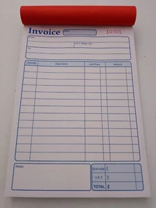 2 Invoice Book Duplicate Receipt Perforated A5 Carbonless paper Serially Numb. - Picture 1 of 5