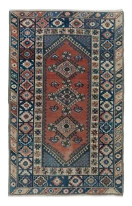 4x6 Ft Traditional Vintage Handmade Turkish Rug with Medallions, Colorful Carpet - Picture 1 of 5