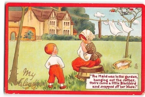 Postal de colección "Nursery Rhymes - The Maid and the Blackbird" - Tuck 1912 - Imagen 1 de 2