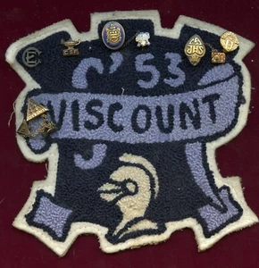 SEVEN (7) MISC PINS ON A WASHINGTON (STATE ?) 1953 SCHOOL LETTERMAN'S CREST - Picture 1 of 1