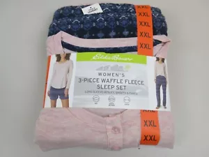 Eddie Bauer Damen 3-teiliges Waffelvlies Schlafset Größe XXL - Blush Geo (Neu mit Etikett) - Bild 1 von 7
