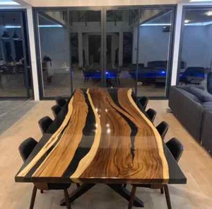 Live edge Custom Black Epoxy Resin Wooden River Style Bar top coffee table desk - Picture 1 of 1