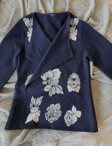 j peterman womens merino wool blend Beautiful Flower Cardigan/coat - Picture 1 of 5
