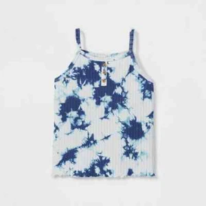 Cat & Jack Mädchen Tanktop Rippstrick blau/weiß ärmellos, Gr. XL (14/16) Übergröße - Bild 1 von 3
