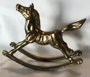 Vintage Brass Rocking Horse Figurine Home Decor Statue Sculpture - Picture 1 of 12