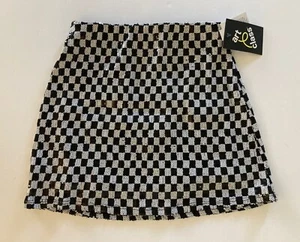 NWT Art Class Girls Size M 8 Black & White Checkered Sequin Slip On Skirt - Picture 1 of 3