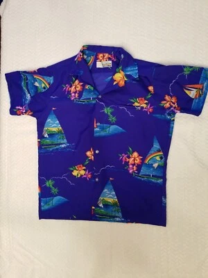 Shoreline Hawaii  Size M Hawaiian Aloha  Shirt Sailboat  - Image 1 of 4