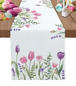 Spring Tulip Plant Flower Table Runners Party Decor Table Runners Wedding Decor - Picture 1 of 13