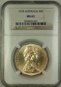 1978 Australia Fifty Cents 50c Coin NGC MS-63 Choice BU - Picture 1 of 2