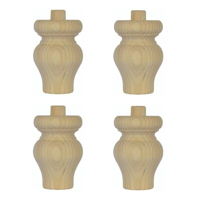 Paquete de 4 pies de tulipán de pino con grifo 83 mm Ø x 120 mm muebles de madera A4TFS Foto 1 de 3