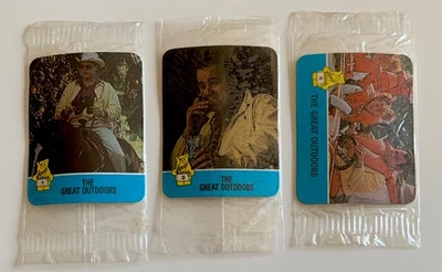 3x 1988 Hostess Hot Summer Flicks Stickers Dan Aykroyd RC Rookie Great Outdoors - Image 1 of 2