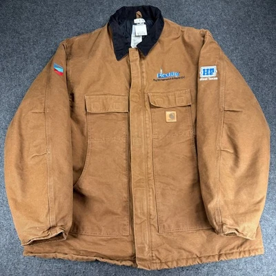 Carhartt 3XL Tall C28 Brown Duck Work Jacket Quilt Lined Heavy Canvas Coat LOGOS - Image 1 of 4