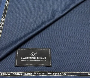 Blue Wool Fabric, Geometric Design For Suiting Thobes & Dishdasha 3.50m x 1.50m - Picture 1 of 6
