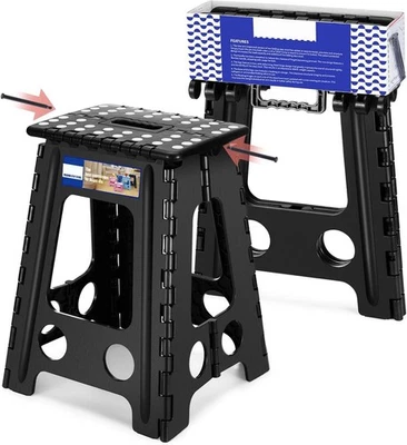 Folding Step Stool Plastic Foldable Stools Upgraded Lock Version 11" 16" 17.5" - Image 1 of 4