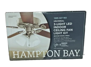 Hampton Bay 3-Light Brushed Nickel Ceiling Fan Shades LED Light Kit, 91382 - Picture 1 of 6