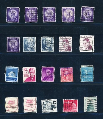 BV60836 USA statue of Liberty historical figures perfins fine lot used - Image 1 of 2