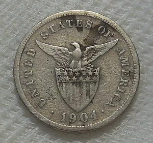 1904 U.S. PHILIPPINES FIVE CENTAVOS COIN - Picture 1 of 2