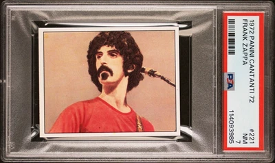 1972 年帕尼尼·坎蒂 72 #221 弗兰克·扎帕 PSA 7 — 第 1/2 张图片