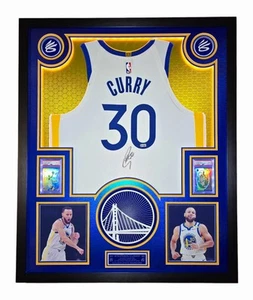 Stephen Curry Signed & Framed Nike Vaporknit Jersey w/LEDS, 3D Logos & 2 PSA10's - Picture 1 of 15