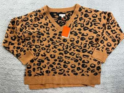 Knox Rose Women's XXL Long Sleeve V-Neck Pullover Sweater Brown Animal Print - Image 1 of 4