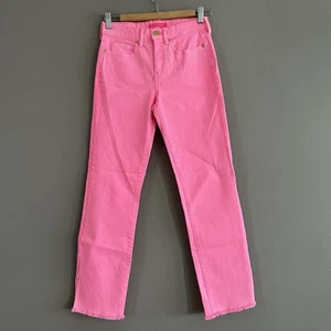 Jeans Lilly Pulitzer Nolynn Rosa Tiro Alto Ajustados Elastizados Denim Dobladillo Crudo Talla 0 Nuevos con Etiquetas - Imagen 1 de 14