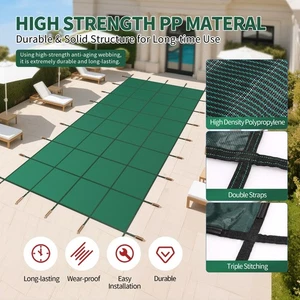 Inground Pool Safety Cover Winter Pool Cover 20 x 40ft with Hardware,Green Mesh - Picture 1 of 10