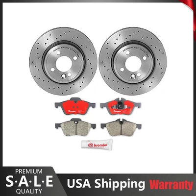 布雷博前刹车套件陶瓷垫传感器钻孔盘转子适用于迷你 R50 R53 — 第 1/4 张图片