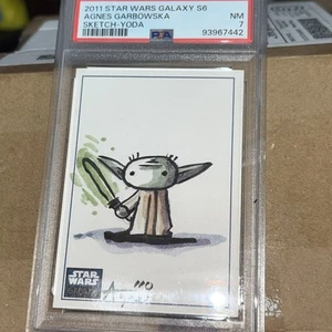 2010/2011 Topps Sketch Yoda By Agnes Garbowska Graded From Star Wars Galaxy S6 - Picture 1 of 3