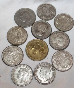 Lot 10 Canadian 50 Cent Coins 1940s-1950s Half Dollars - Picture 1 of 17