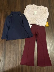 Gymboree Girls Maroon Pants, Blue Shirt, Pink Ribbed Sweater 4T Set Of 3 - Picture 1 of 8